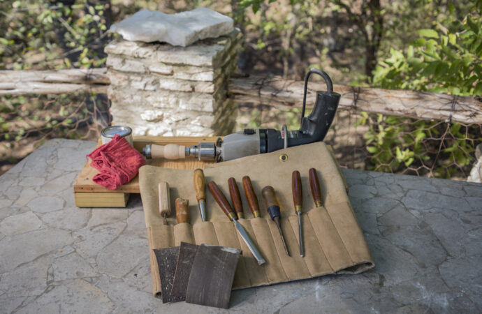 Chisels preparing to carve into a duck call barrel