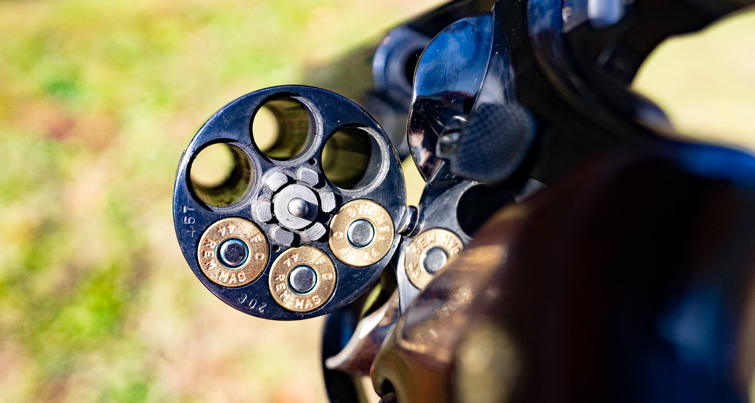 44 magnum revolver with ammo in cylinder