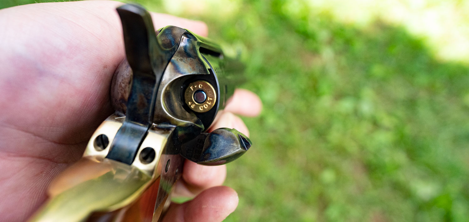 45 long colt revolver with open cylinder