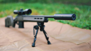 .30 caliber silencer mounted on a Ruger American Predator Rifle