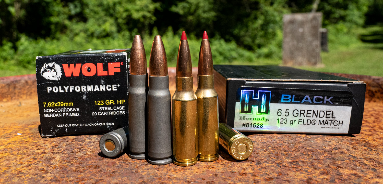 A 7.62x39 vs 6.5 Grendel ammo side by side comparison