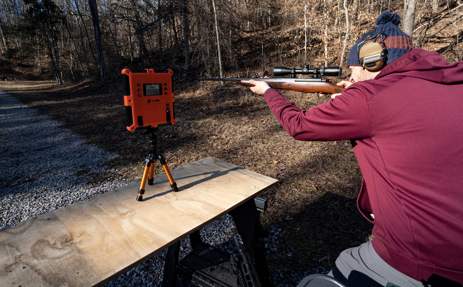 Shooting 30-06 ammo at the shooting range with a chronograph