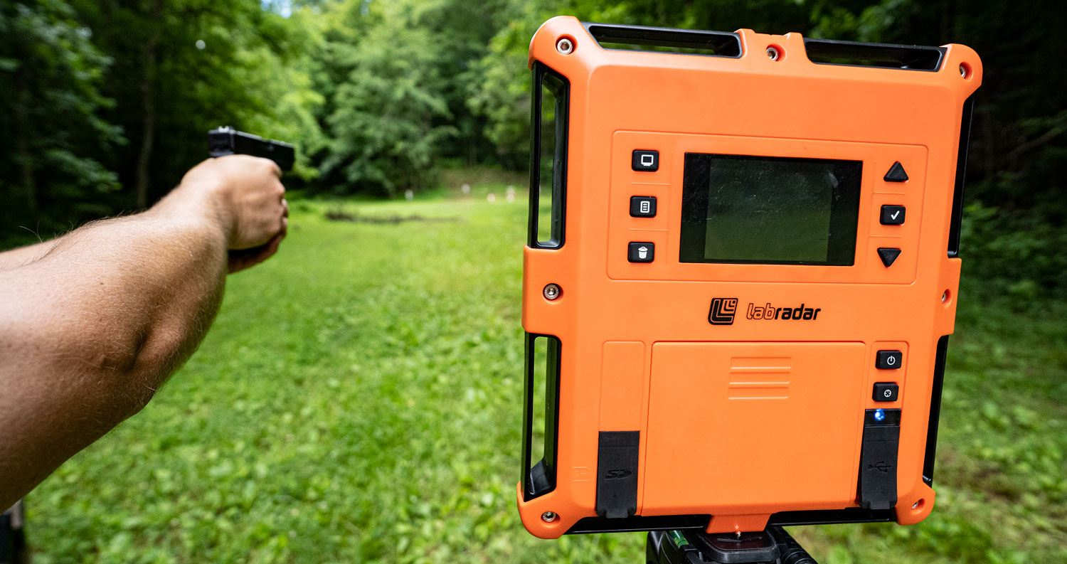 Testing the muzzle velocity of a 45 ACP pistol with a chronograph