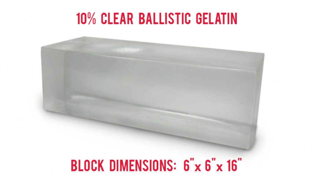 A detailed graphic of 10% clear ballistic gelatin.