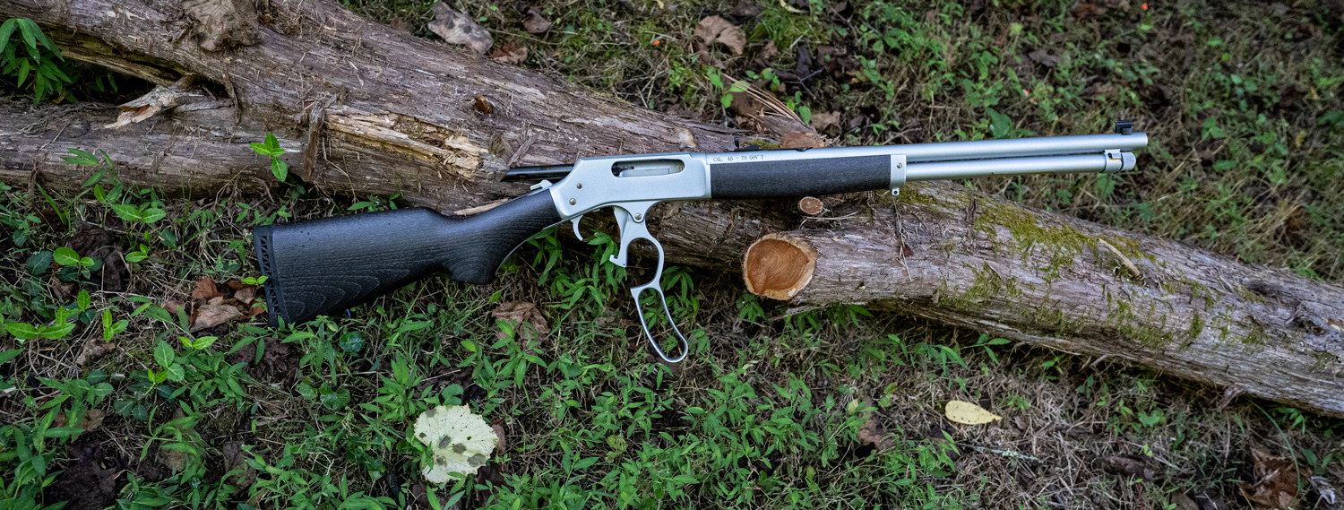 Henry 45-70 lever action rifle at the range