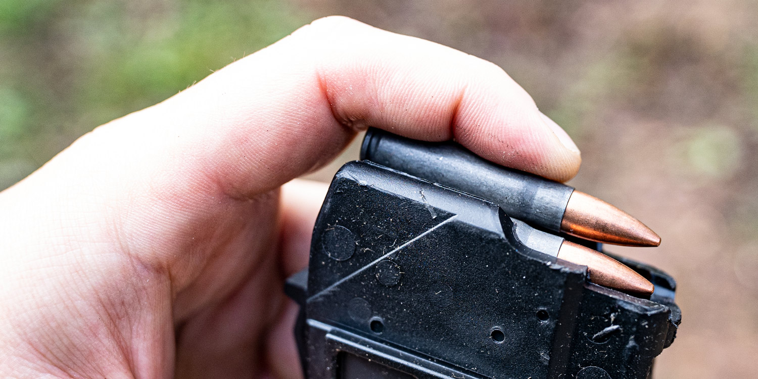 Loading 7.62x39 ammo into a rifle magazine