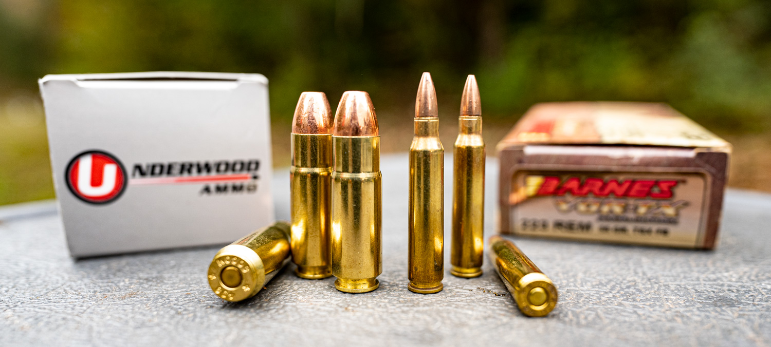 .458 SOCOM and 223 Remington ammo side by side