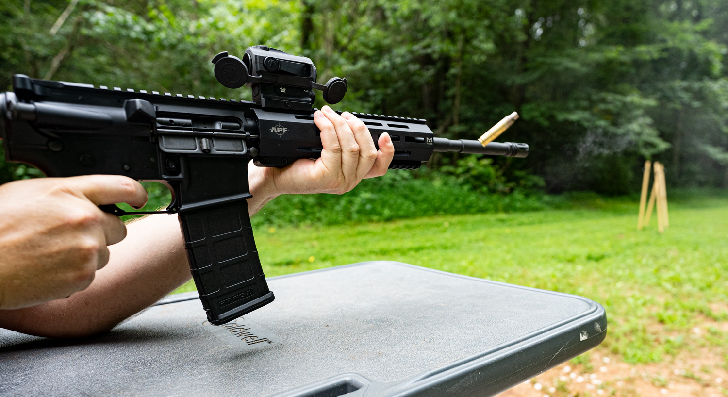 Shooting an AR-15 at the range