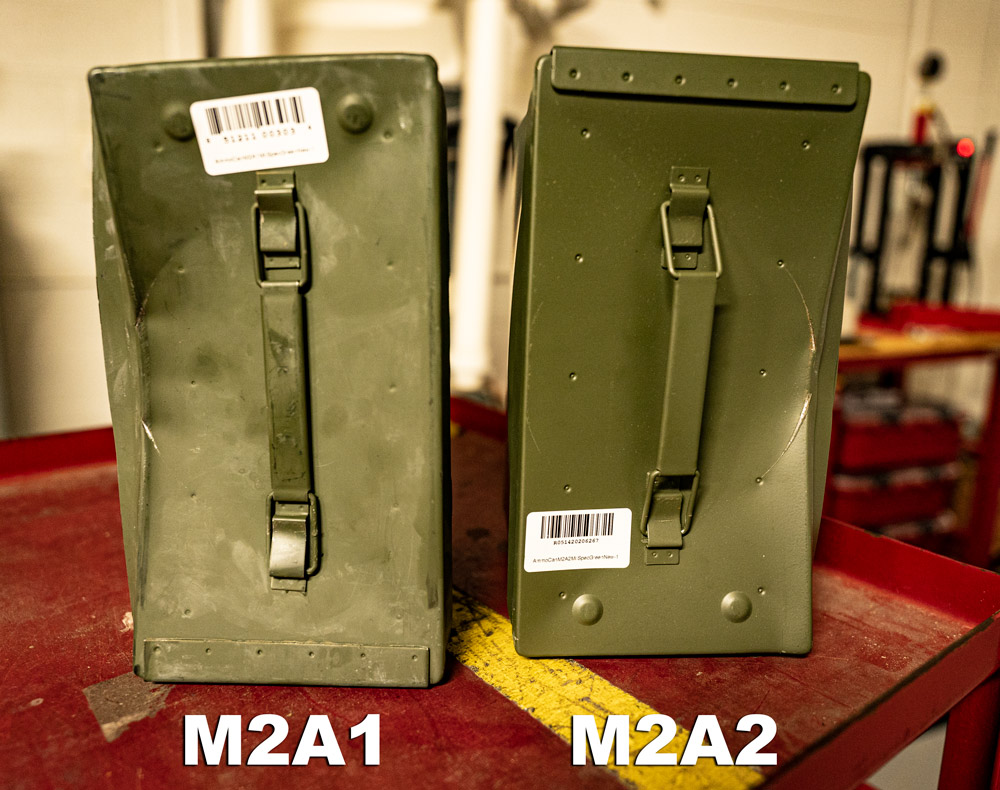 M2A1 damaged can side by side with m2a2 damaged can