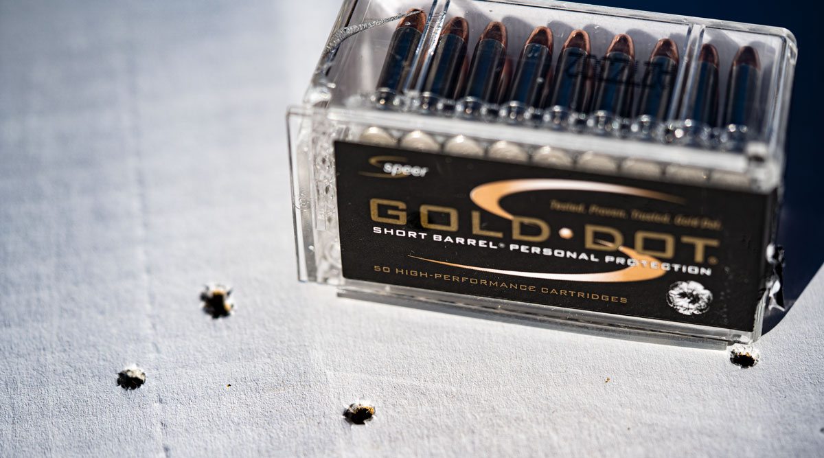 Speer Gold Dot 22 magnum ammo and holes in target