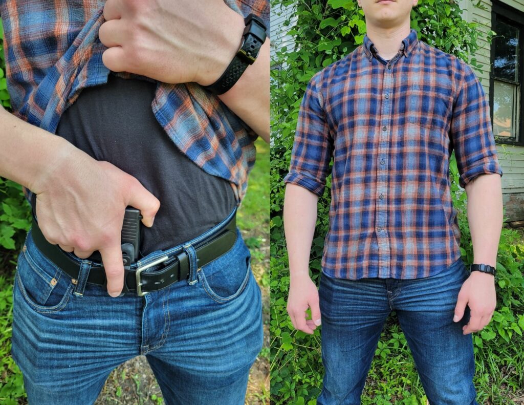 Image of Odin holster and lack of printing when worn inside the waistband